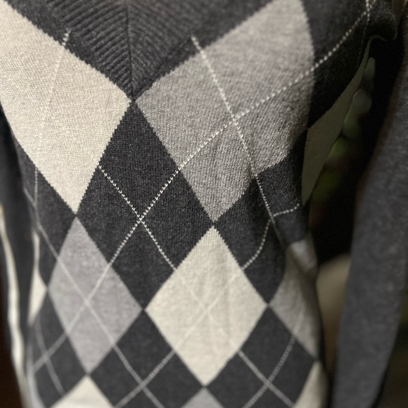 J crew argyle cashmere blend sweater/ grey/  white/ charcoal size small-like new - Picture 7 of 12